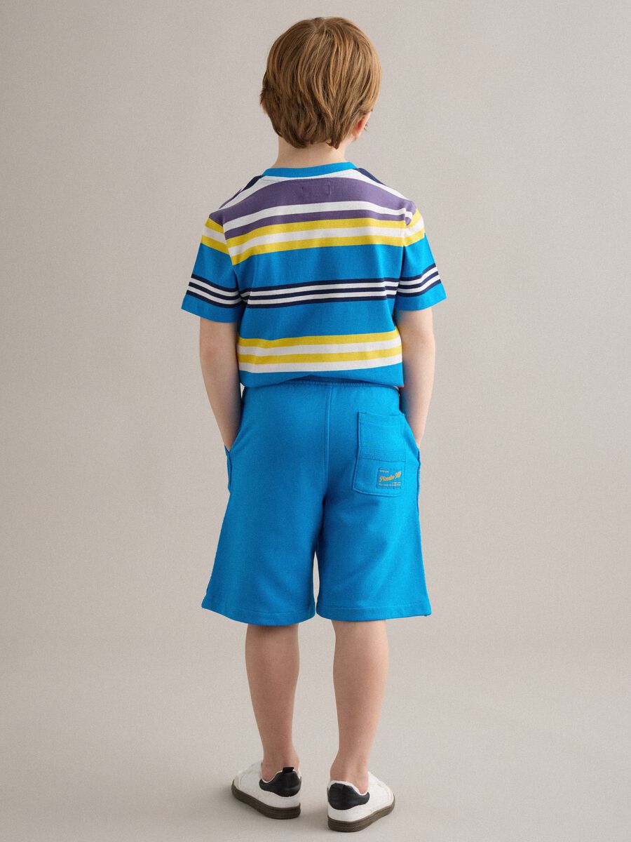 Pantaloncini baggy in puro cotone blu da bambino_1
