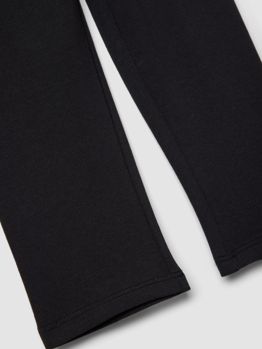 Black Stretch Cotton Slim Fit Leggings for Girls_3