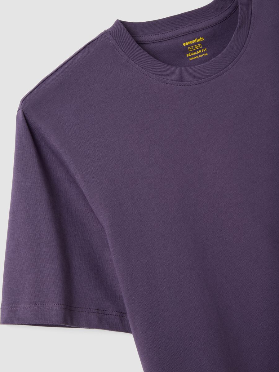 Purple short sleeve pure cotton regular fit T-shirt_5