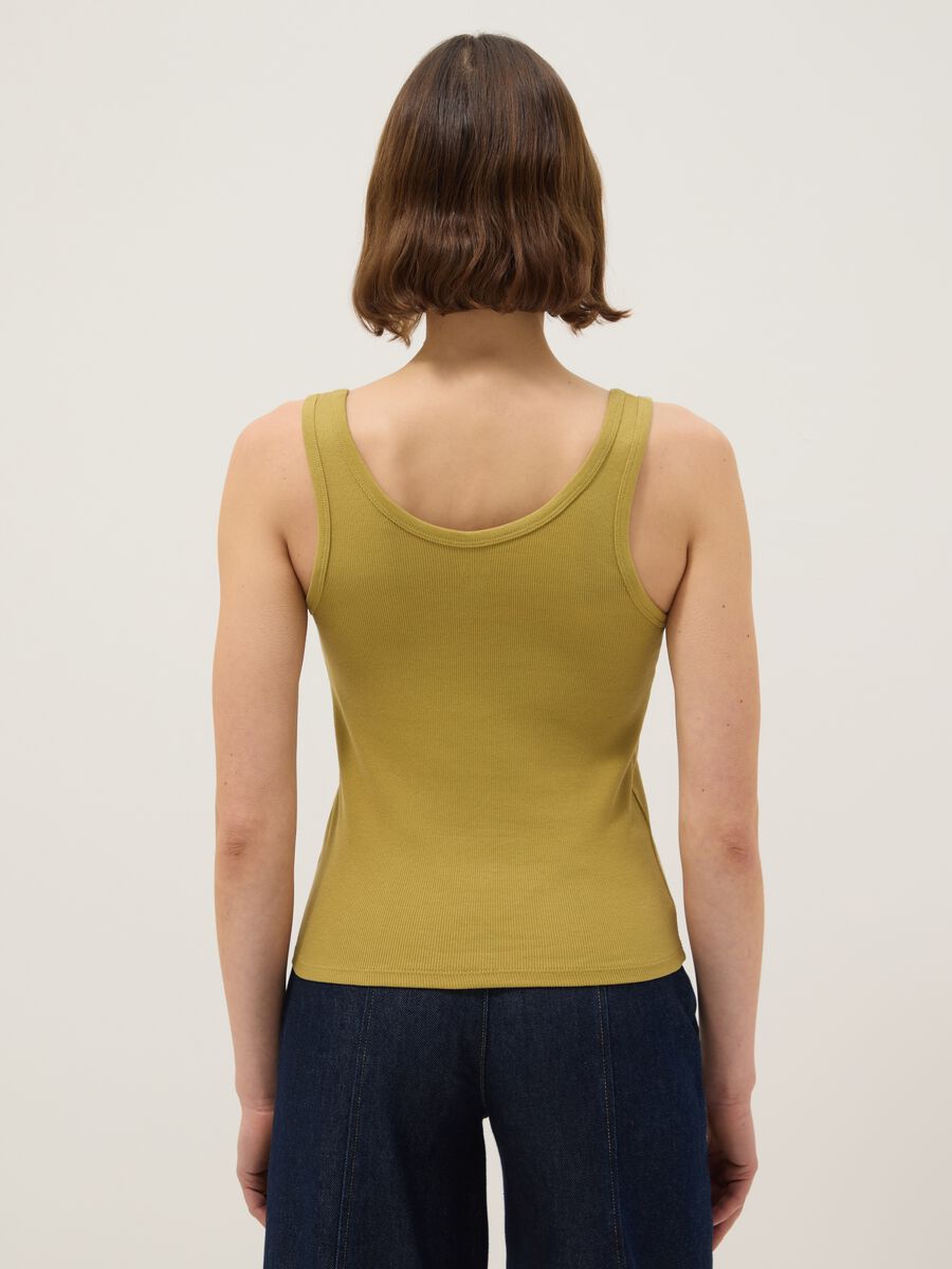 Canotta in cotone elasticizzato giallo regular fit_2