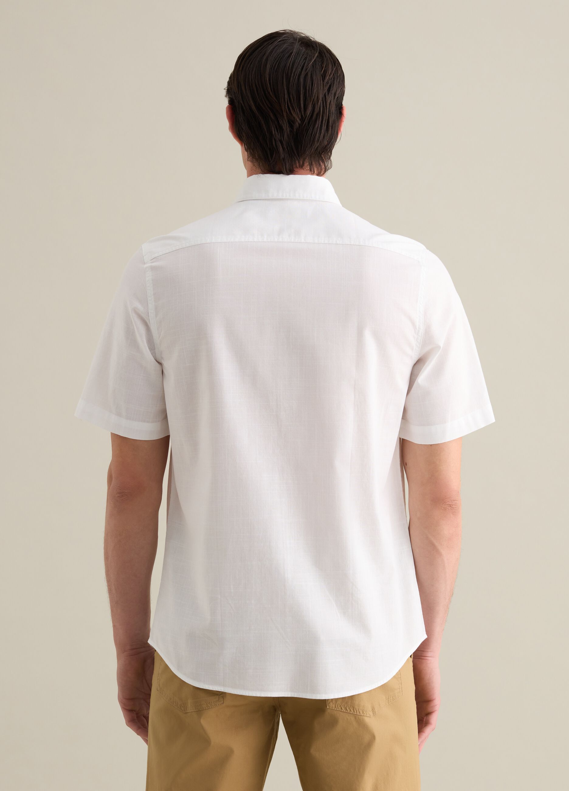 Men's white pure cotton regular fit shirt with chest pocket
