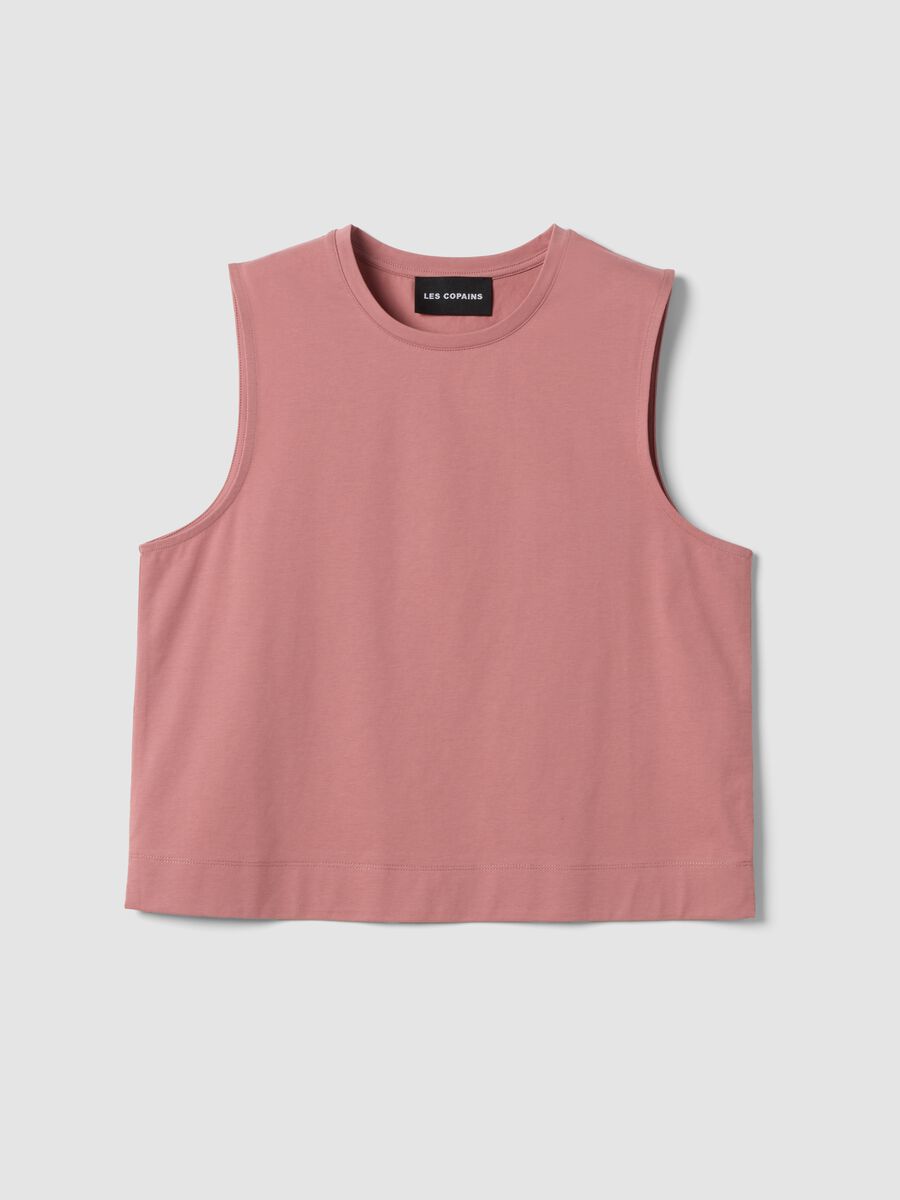 Pink cotton-blend tank top_0