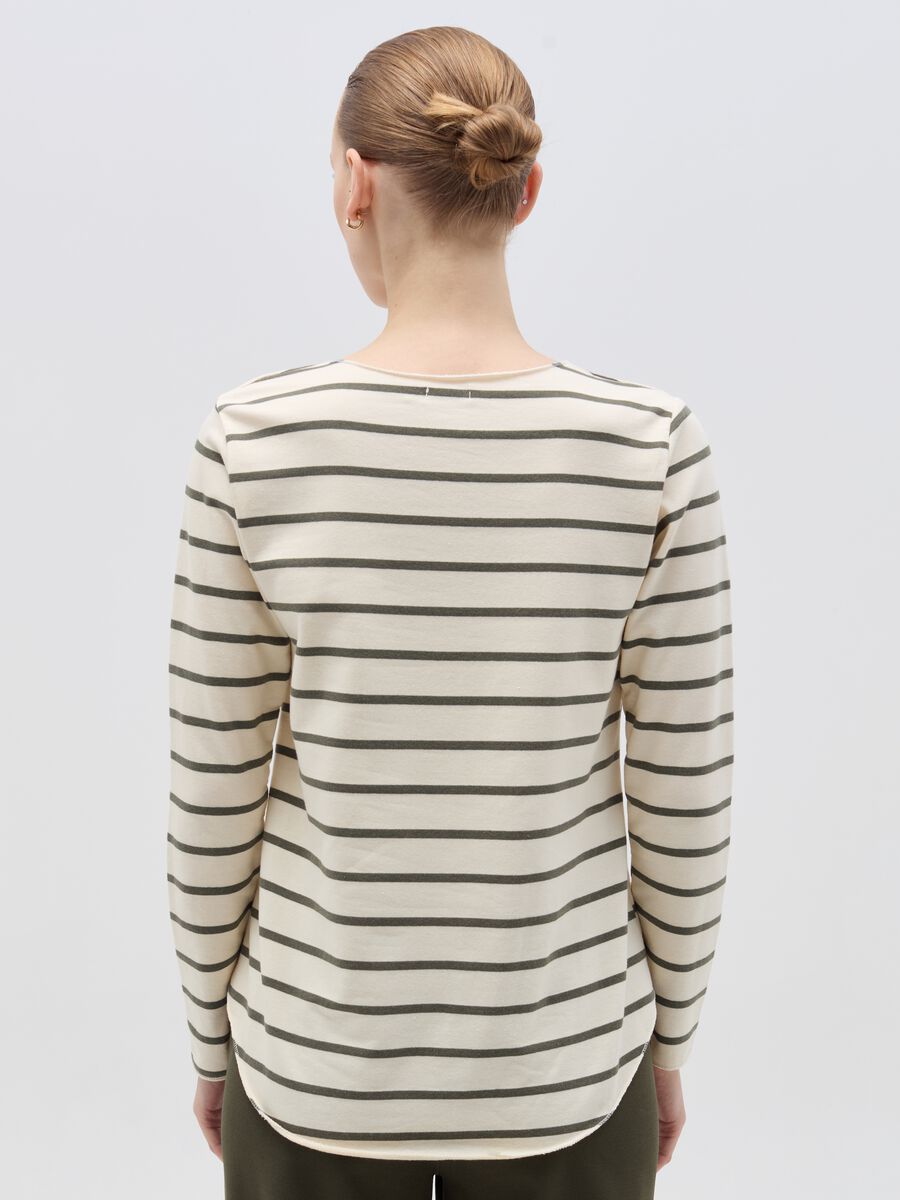Striped T-shirt with raw trims_1