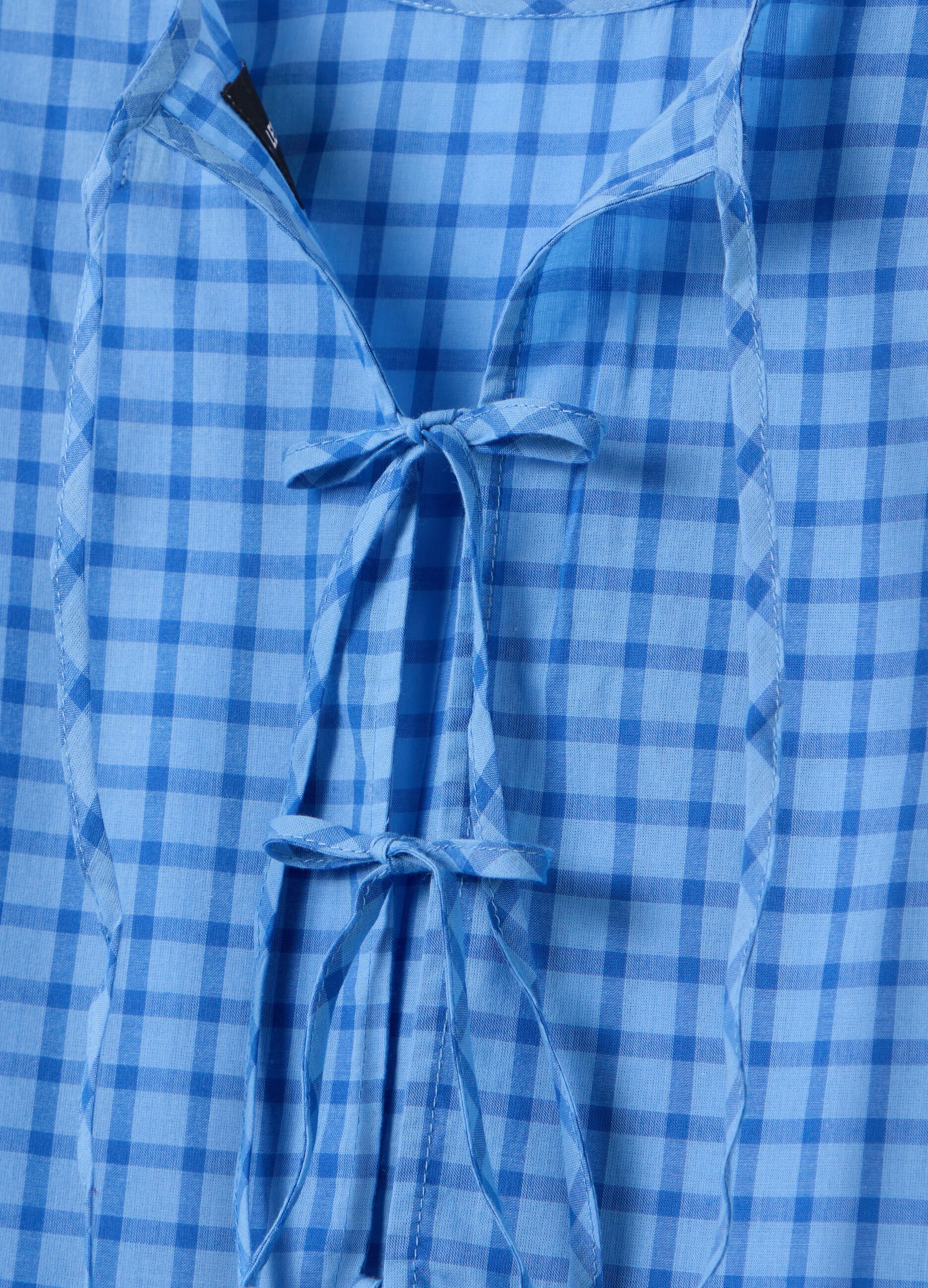 Top da donna in puro cotone azzurro regular fit