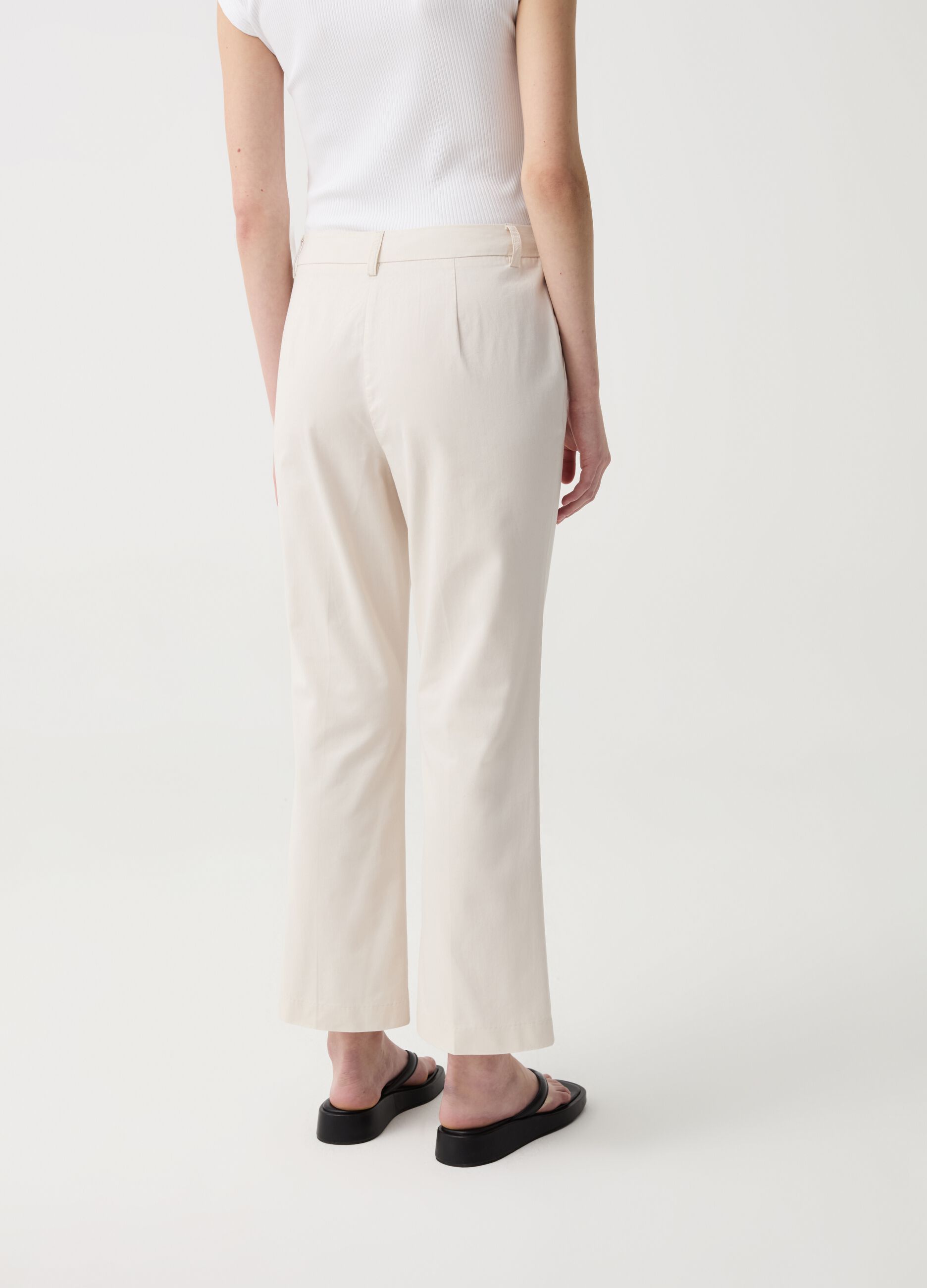 Cropped cigarette trousers in cotton