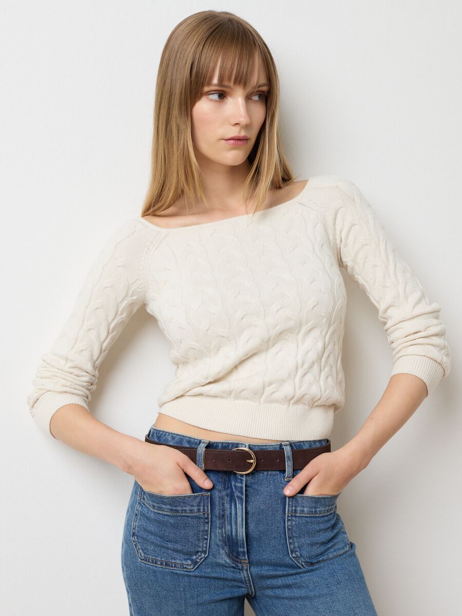 Fitted beige blend pullover_0