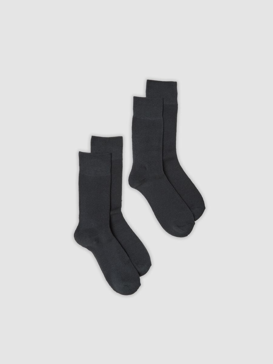 Pack of 2 grey mid-calf socks in stretch fabric_0