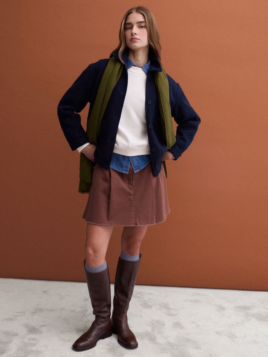 Giacca blu navy in misto viscosa con girocollo regular fit_1