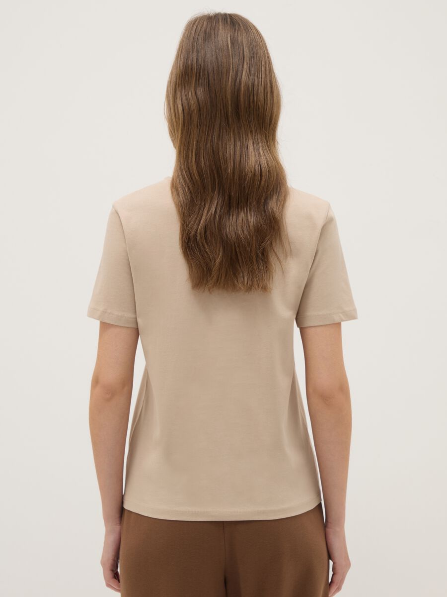 Beige pure cotton regular fit T-shirt_2