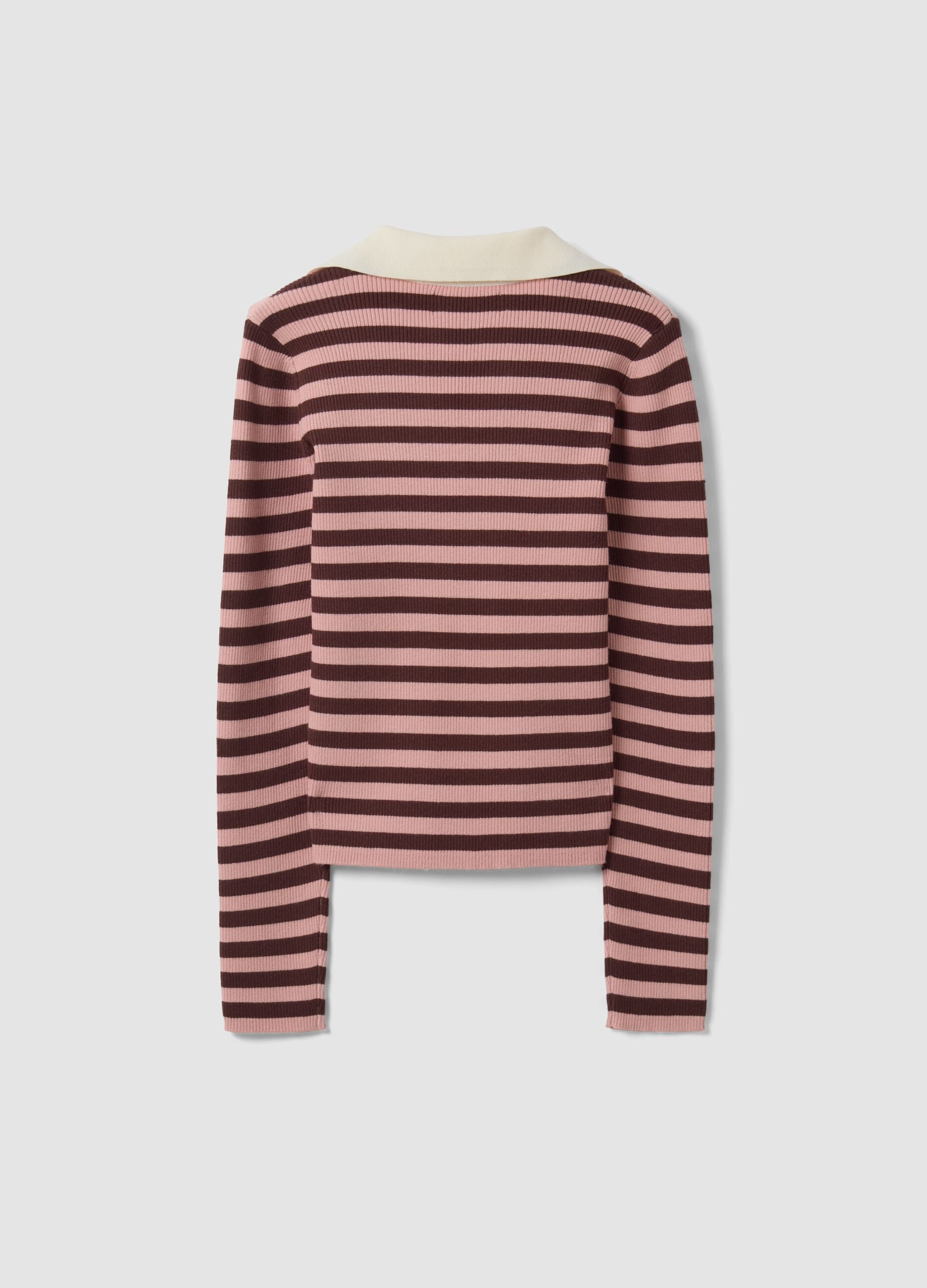 Maglia multicolor a righe in misto viscosa colletto polo fitted