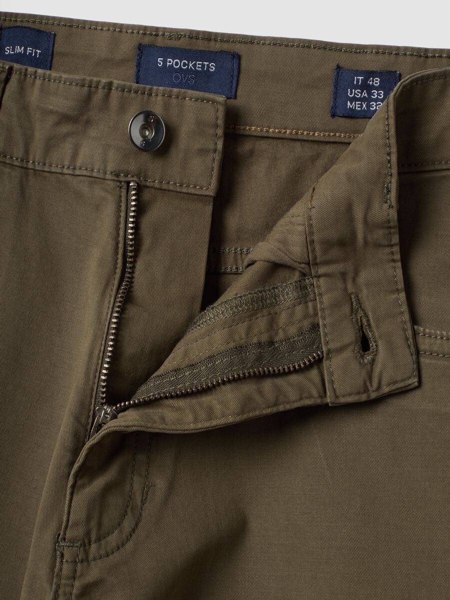 Pantaloni verdi in twill di cotone elasticizzato slim fit_5