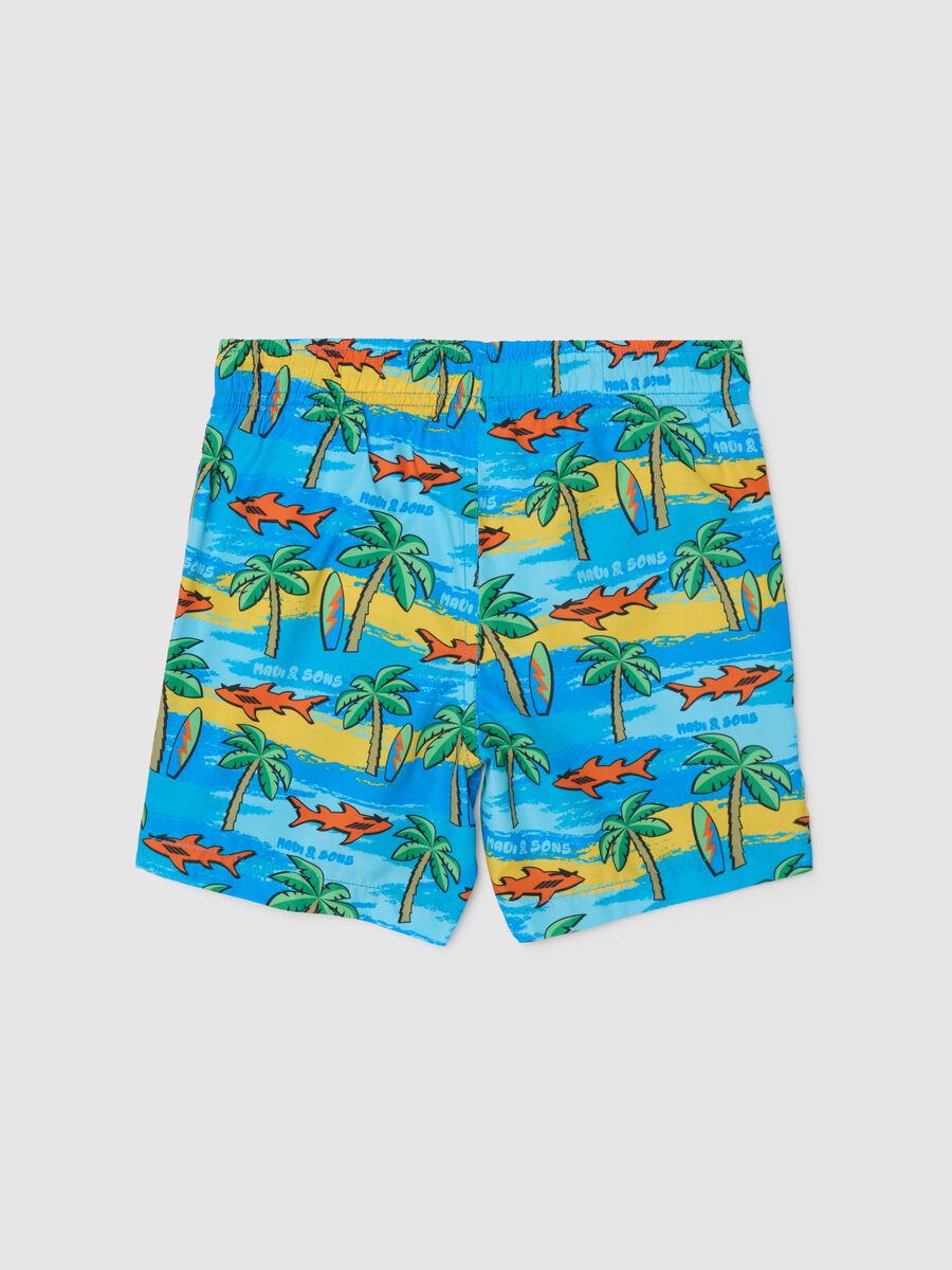 Child's multicolour fabric shorts regular fit with tropical print_1