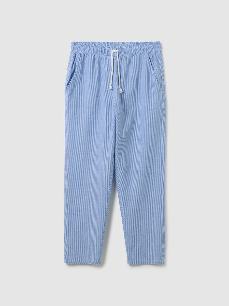 Men's Light Blue Pure Cotton Regular Fit Trousers_4