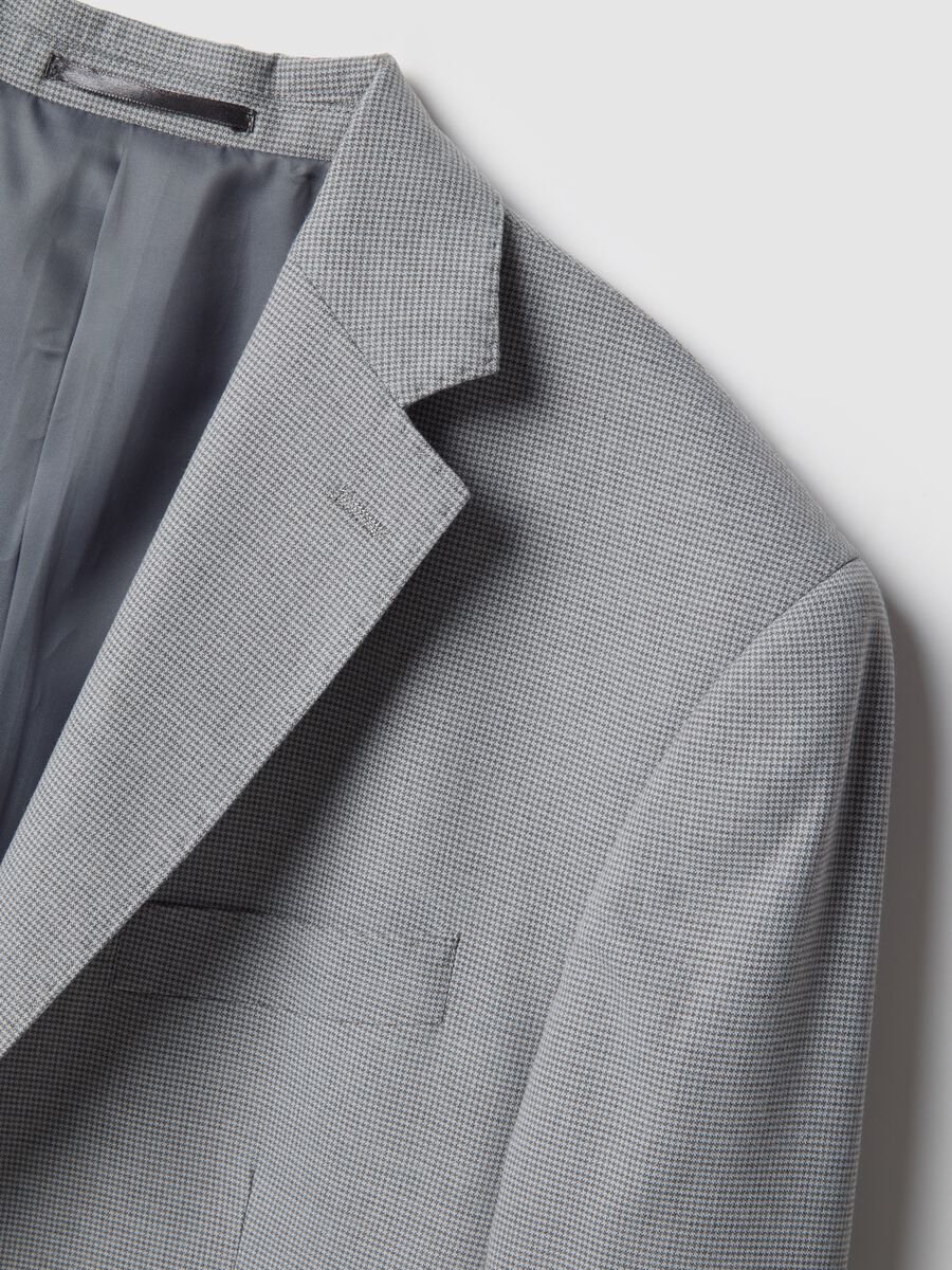 Grey single-breasted blazer with regular fit micro-checks_1