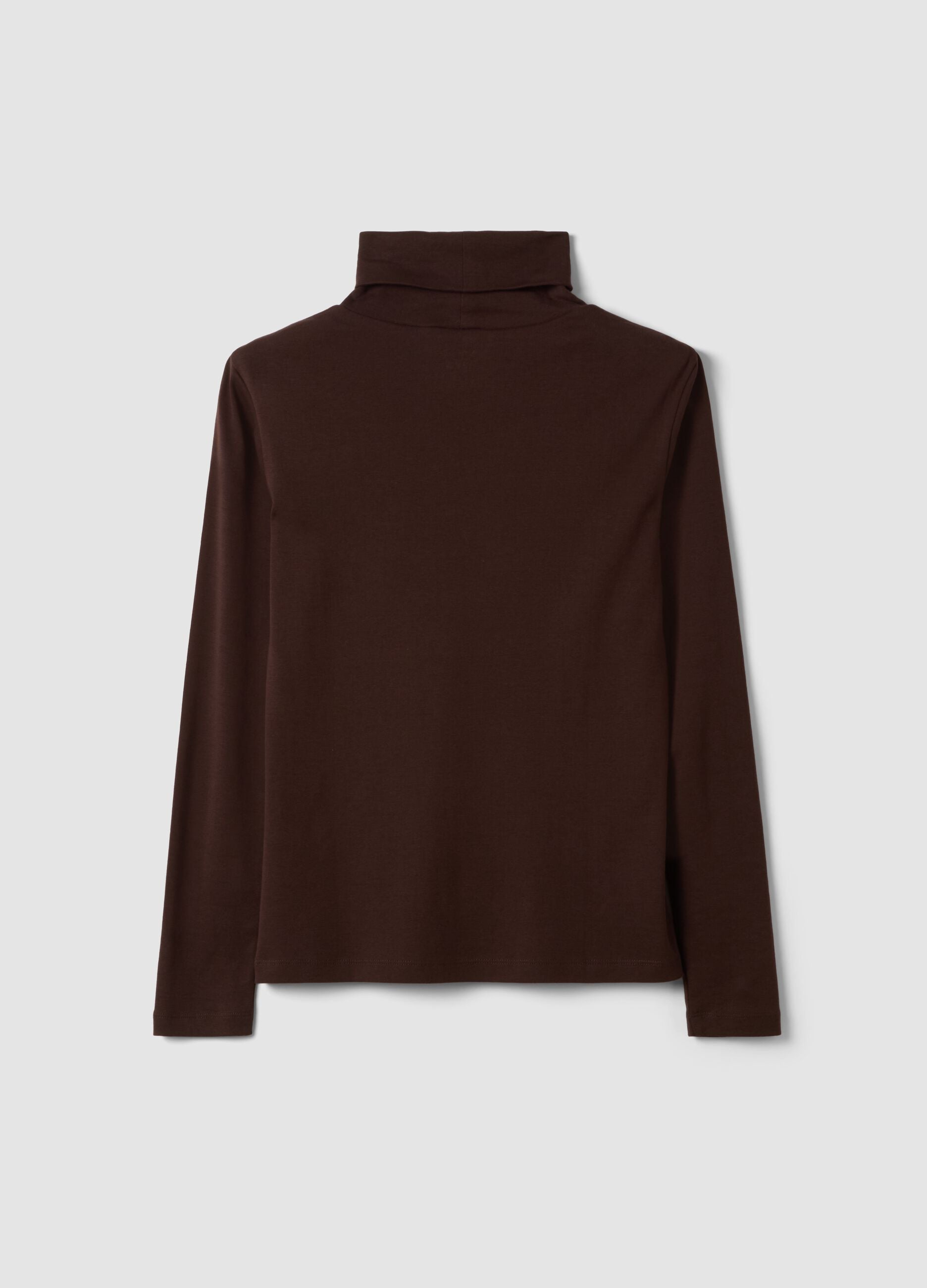 Brown pure cotton crew-neck T-shirt