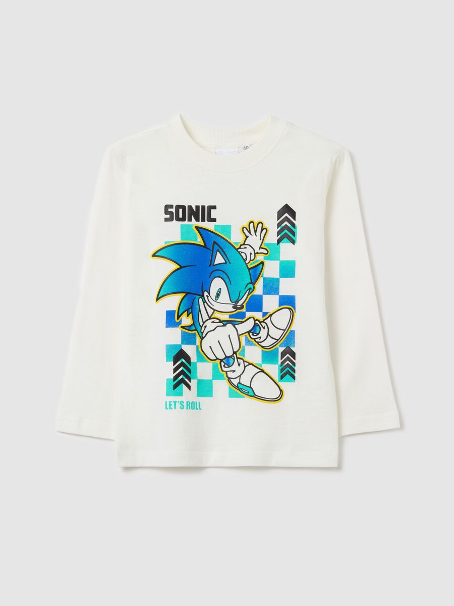 Long-sleeved T-shirt in cotton with Sonic print_0