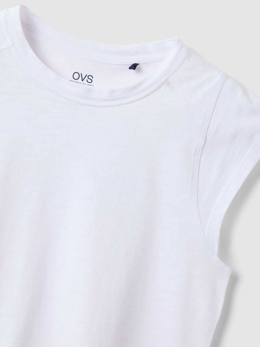 White short sleeve pure cotton T-shirt regular fit_5