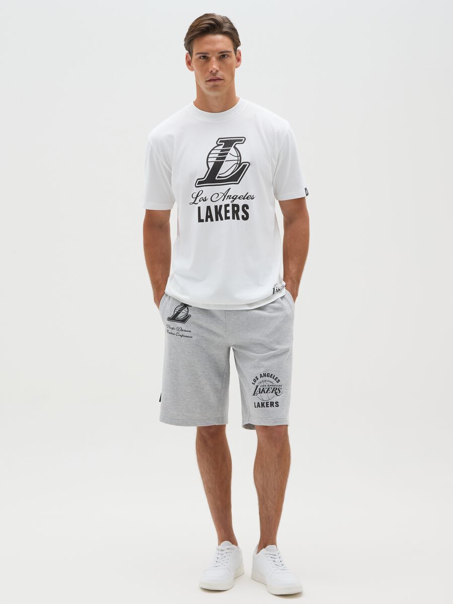 T-shirt in puro cotone bianca con stampa Lakers_1