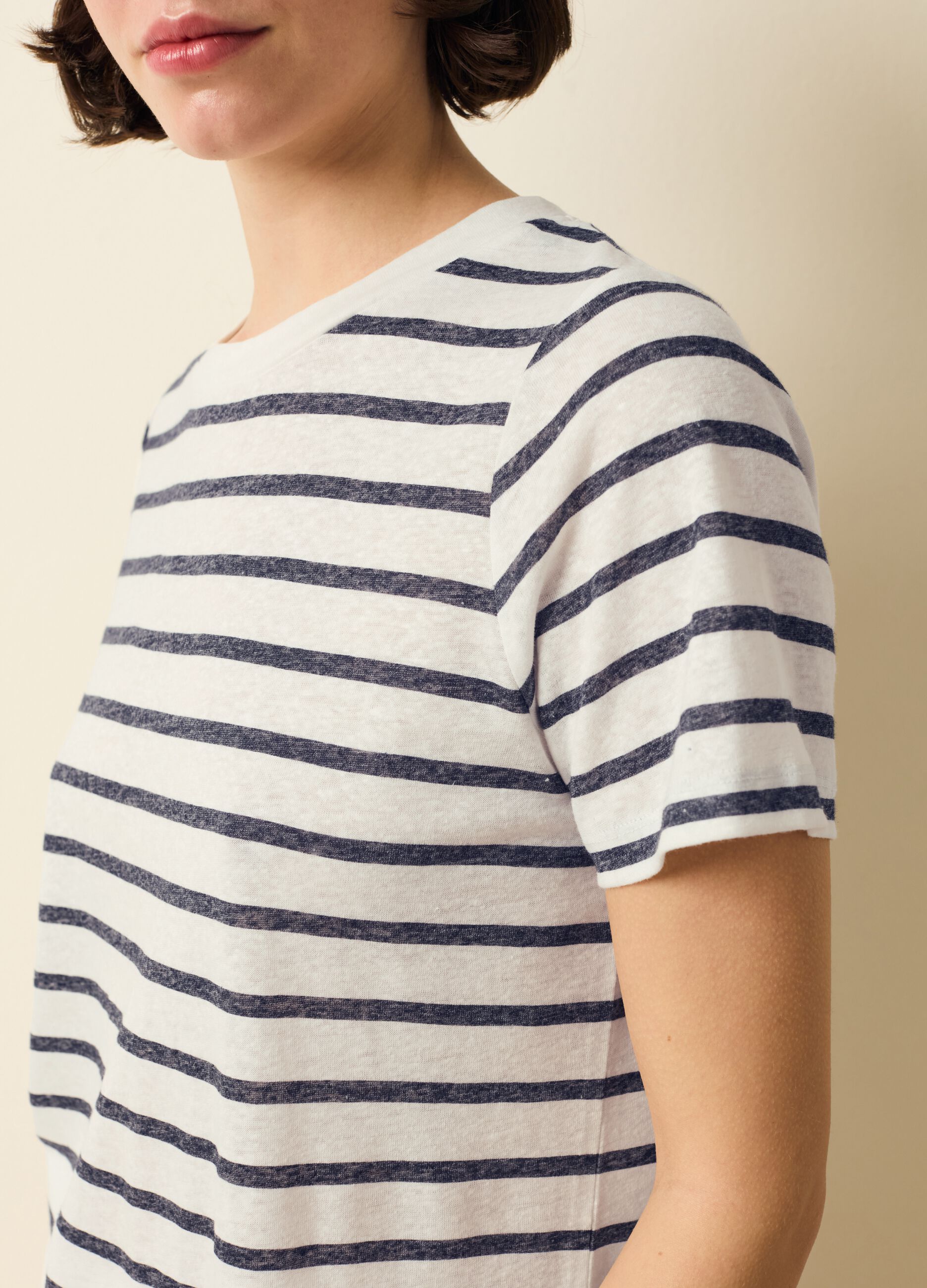 Striped T-shirt in linen blend