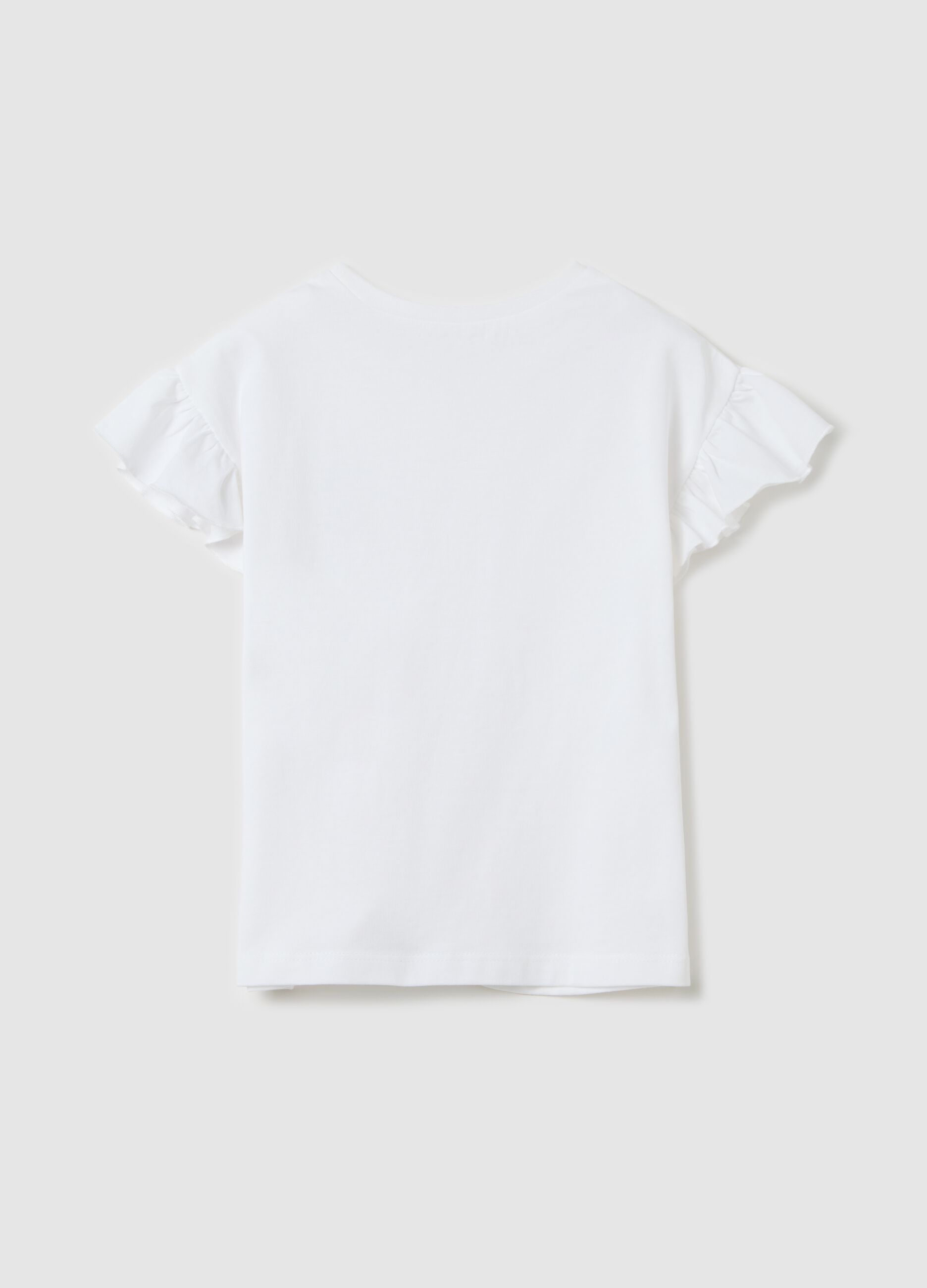 White T-shirt in cotton with diamantés