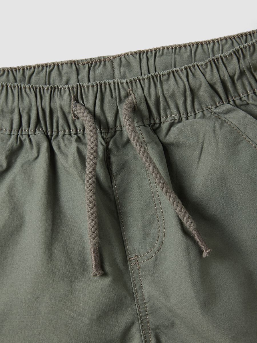 Shorts in puro cotone verde da bimbo regular fit con coulisse_2