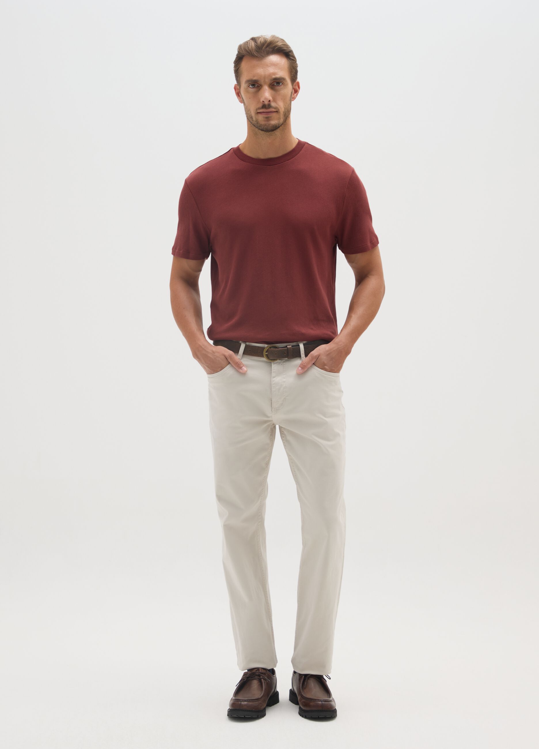 Red pure cotton regular fit T-shirt