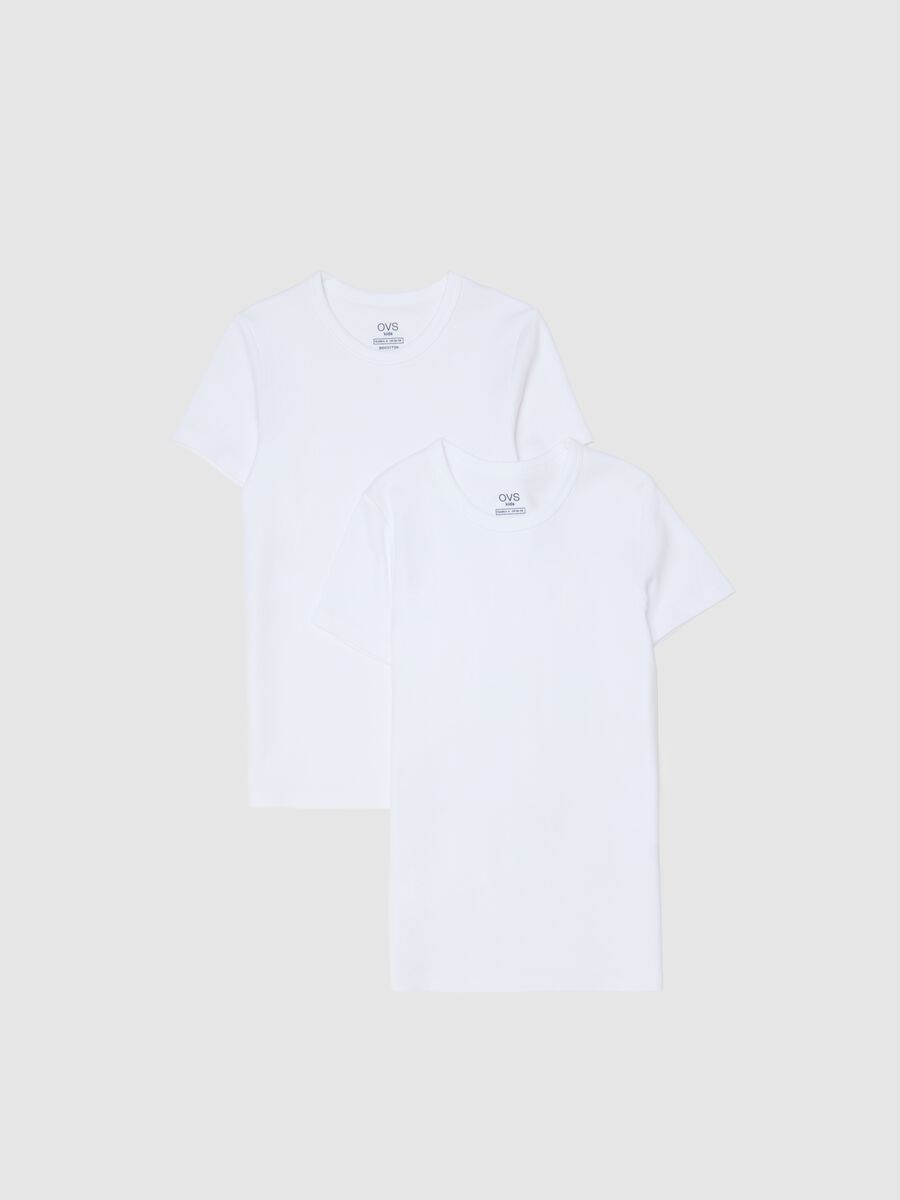 White Cotton Short Sleeve T-Shirt Twin Pack_0