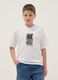 White pure cotton boys&rsquo; T-shirt with oversized fit and print_0