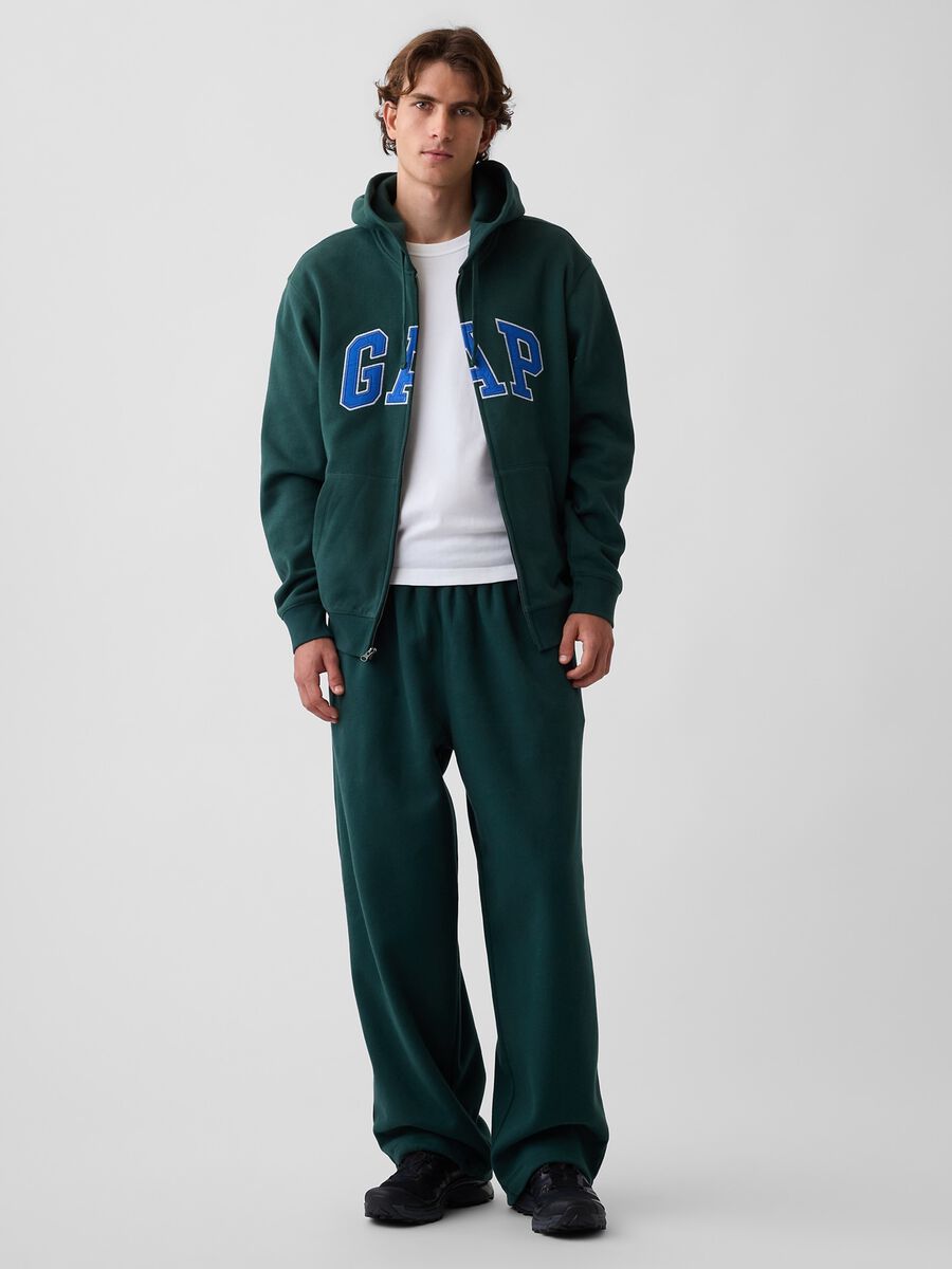Pantaloni verdi in misto cotone con gamba ampia_1