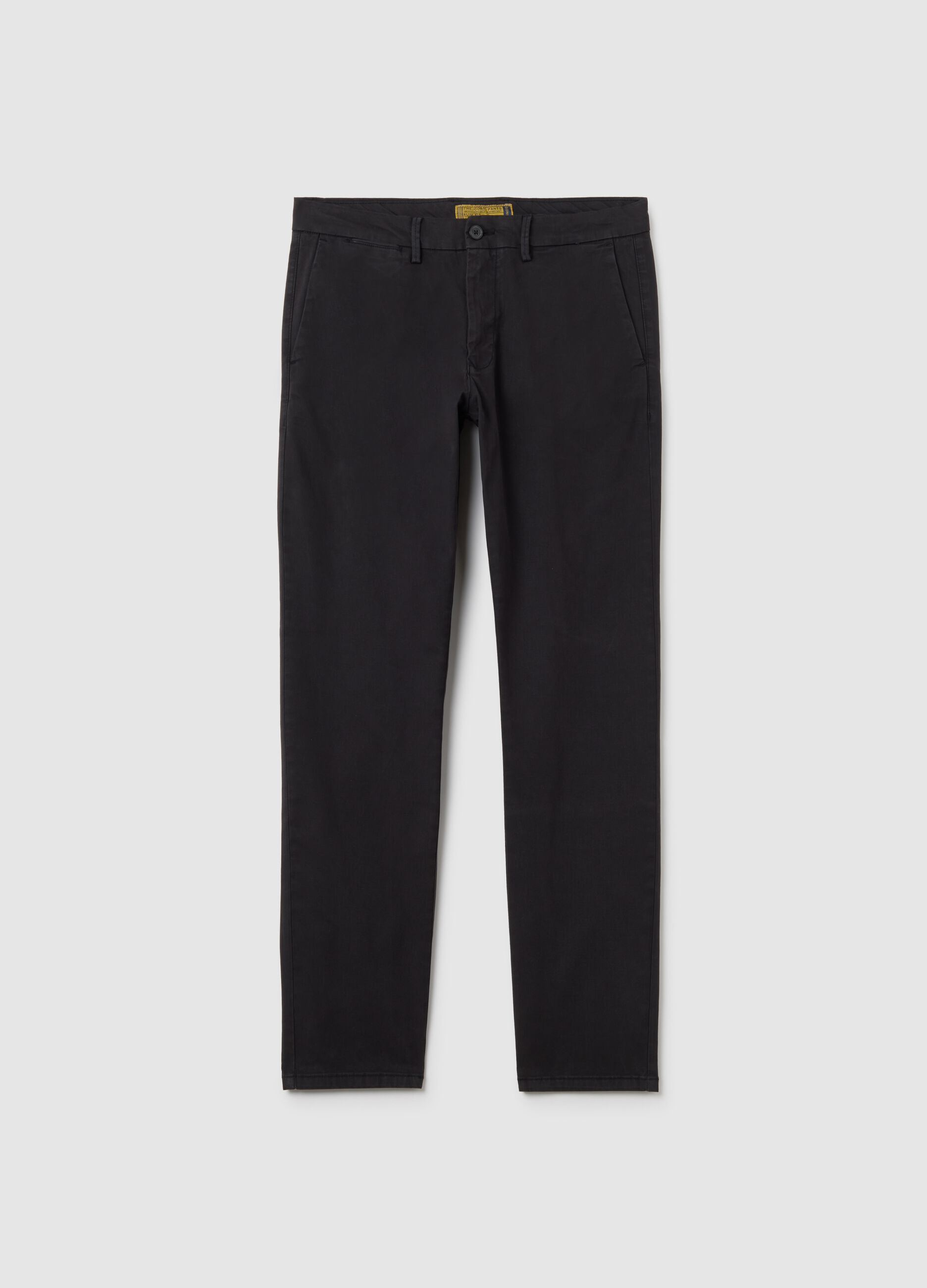 Black Slim Fit Stretch Cotton Trousers