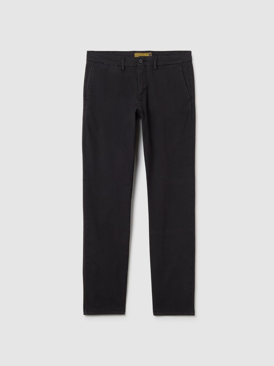 Black Slim Fit Stretch Cotton Trousers_4