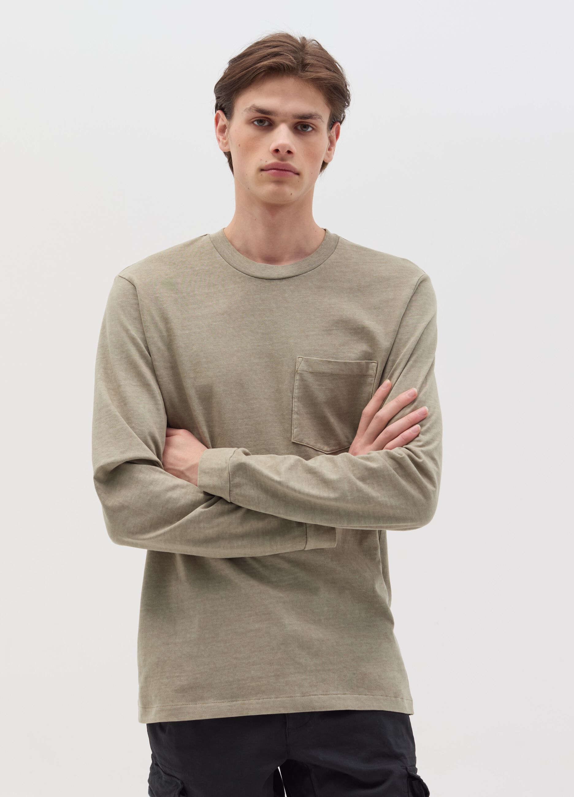 T shirt a Maniche Lunghe Uomo Grigio OVS