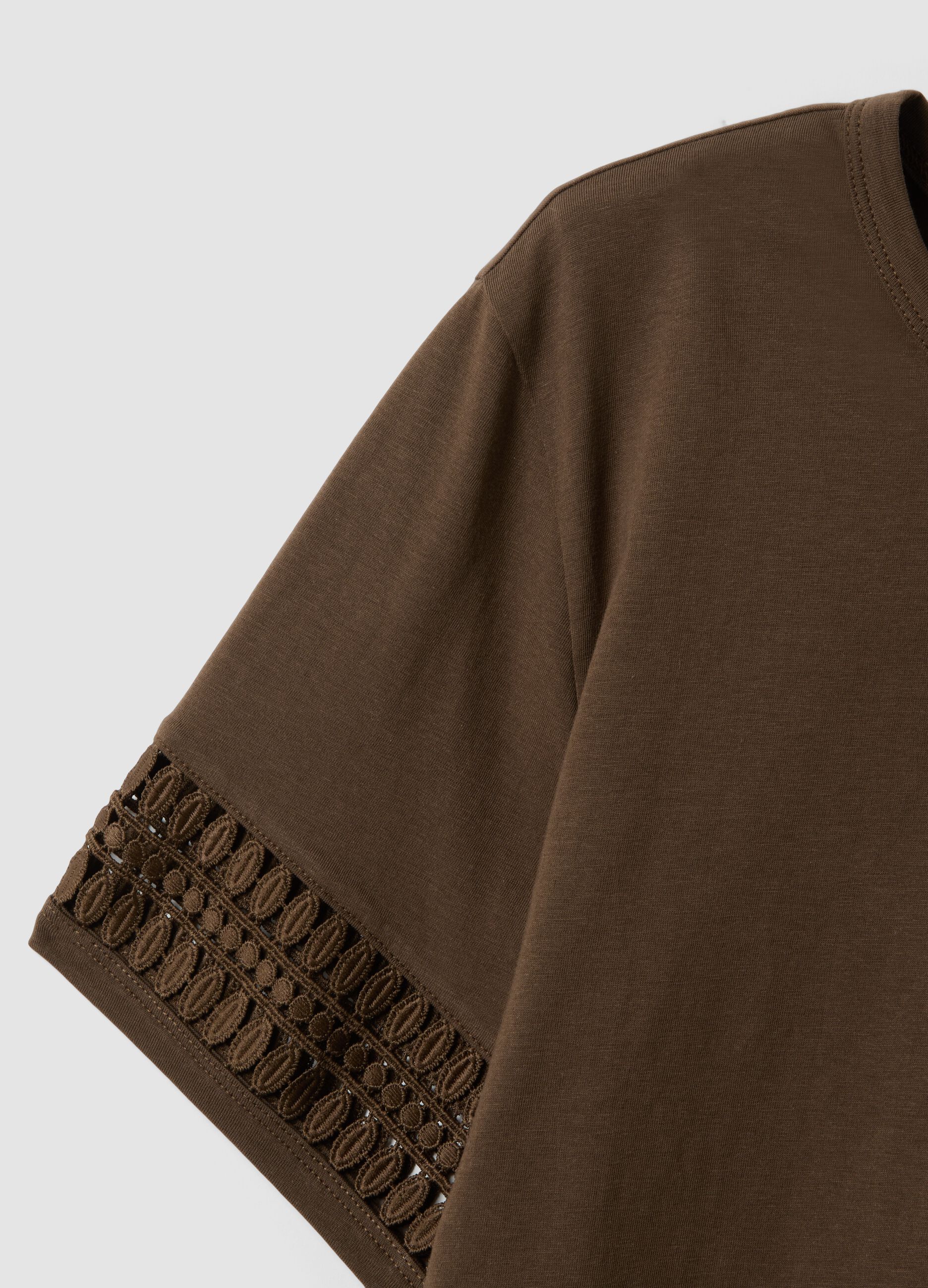 Brown pure cotton short-sleeve T-shirt