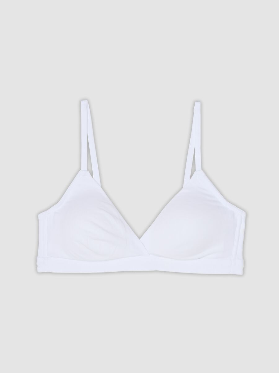 Reggiseno bianco in cotone organico con imbottitura removibile_0