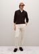 Beige cotton blend regular fit trousers_0