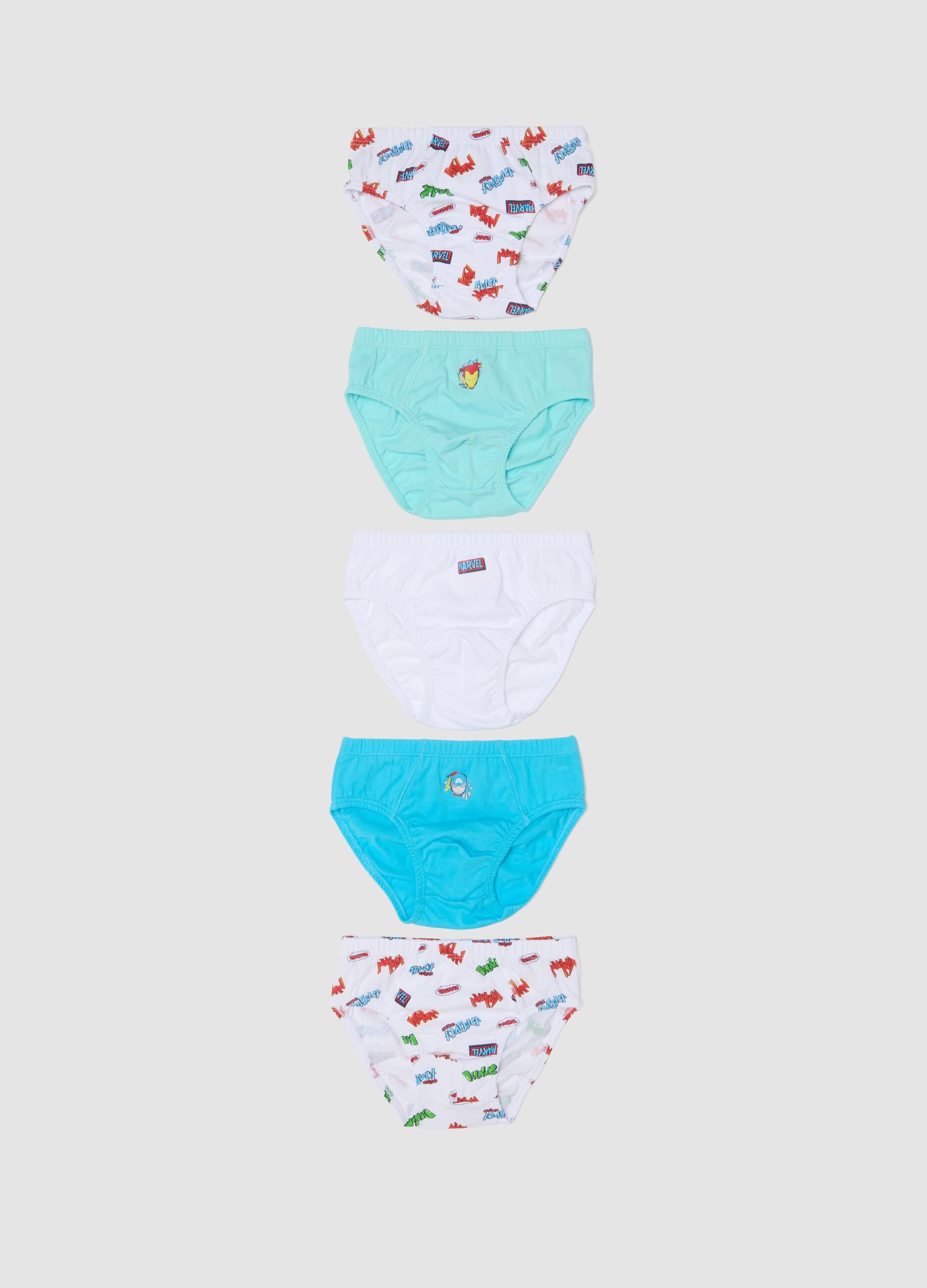 Multipack of five multicolour organic cotton briefs