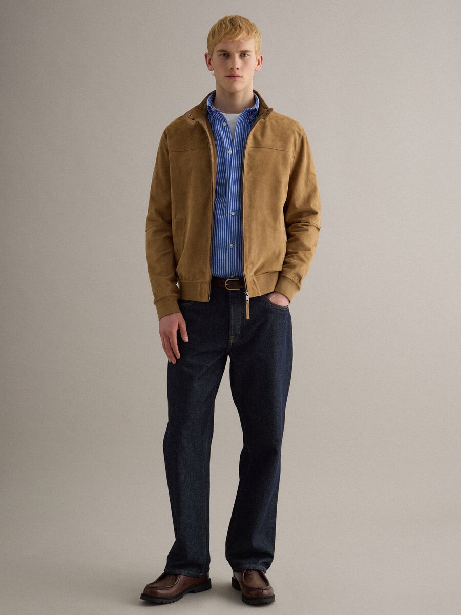 Giacca in vera pelle beige regular fit con zip_2