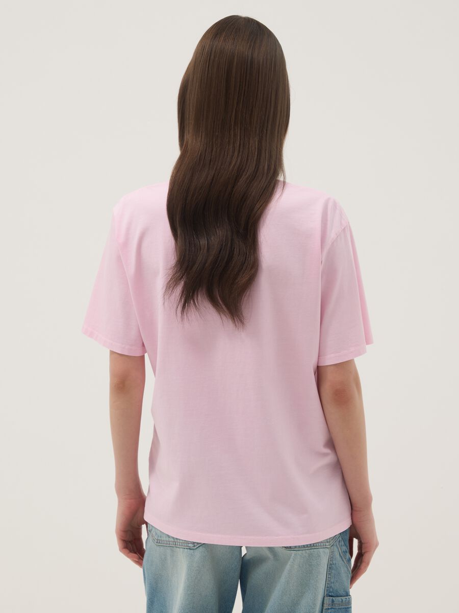 White pure cotton T-shirt with slogan, relaxed fit_3
