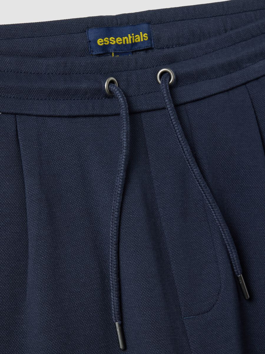 Blue pure cotton shorts with elasticated waist, regular fit_5