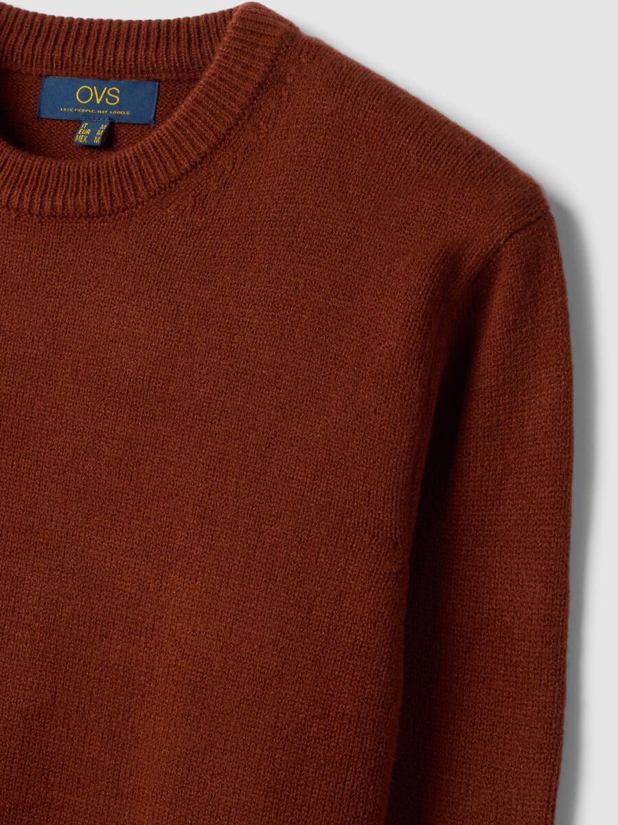 Maglia marrone girocollo in jersey knit regular fit_1