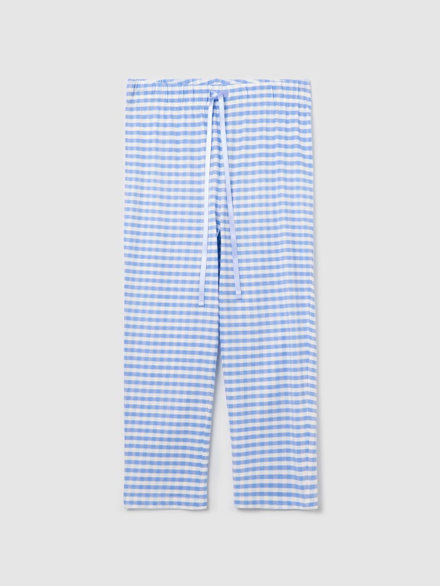 Capri pyjama trousers in white and light blue gingham_4