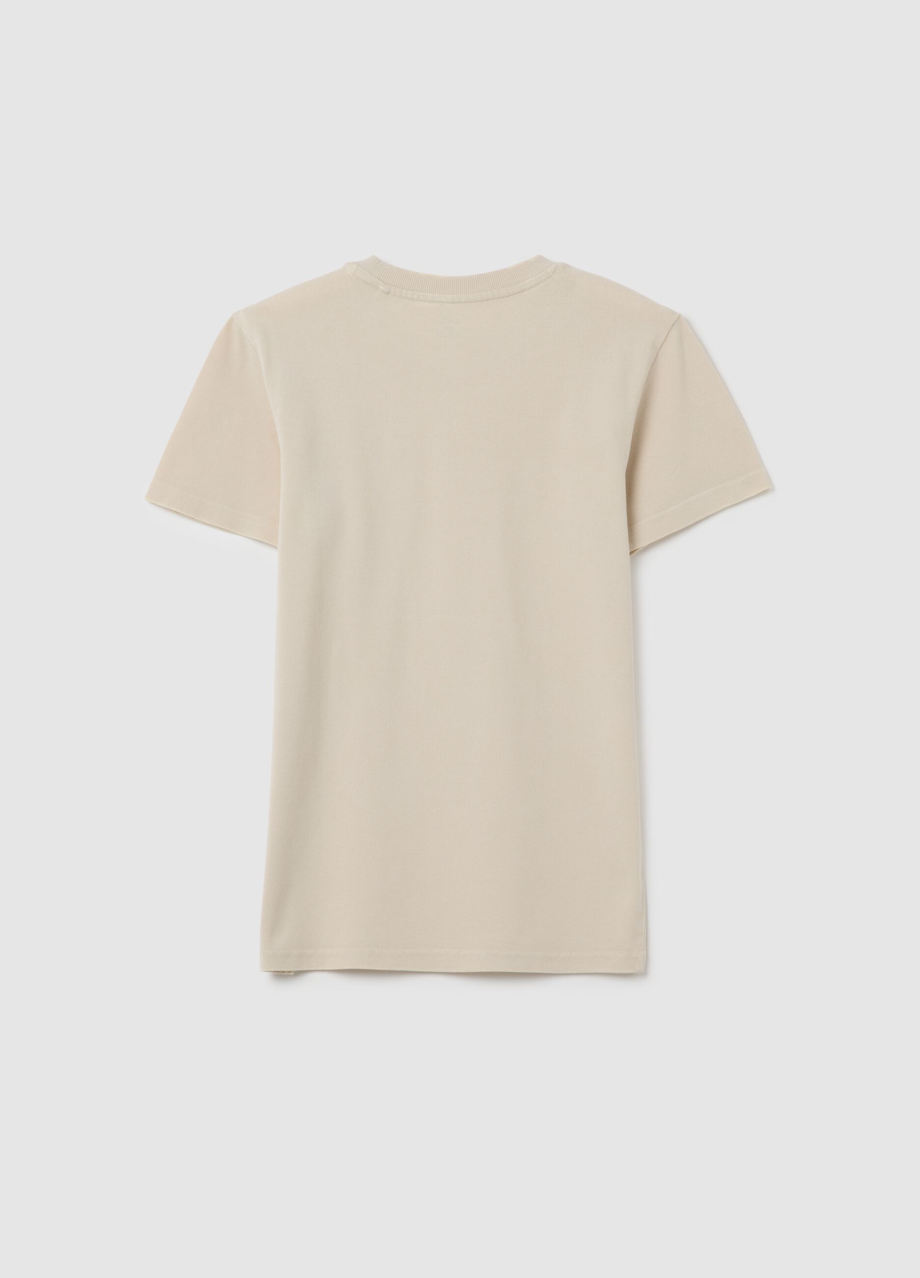 Boys' beige pure cotton T-shirt regular fit