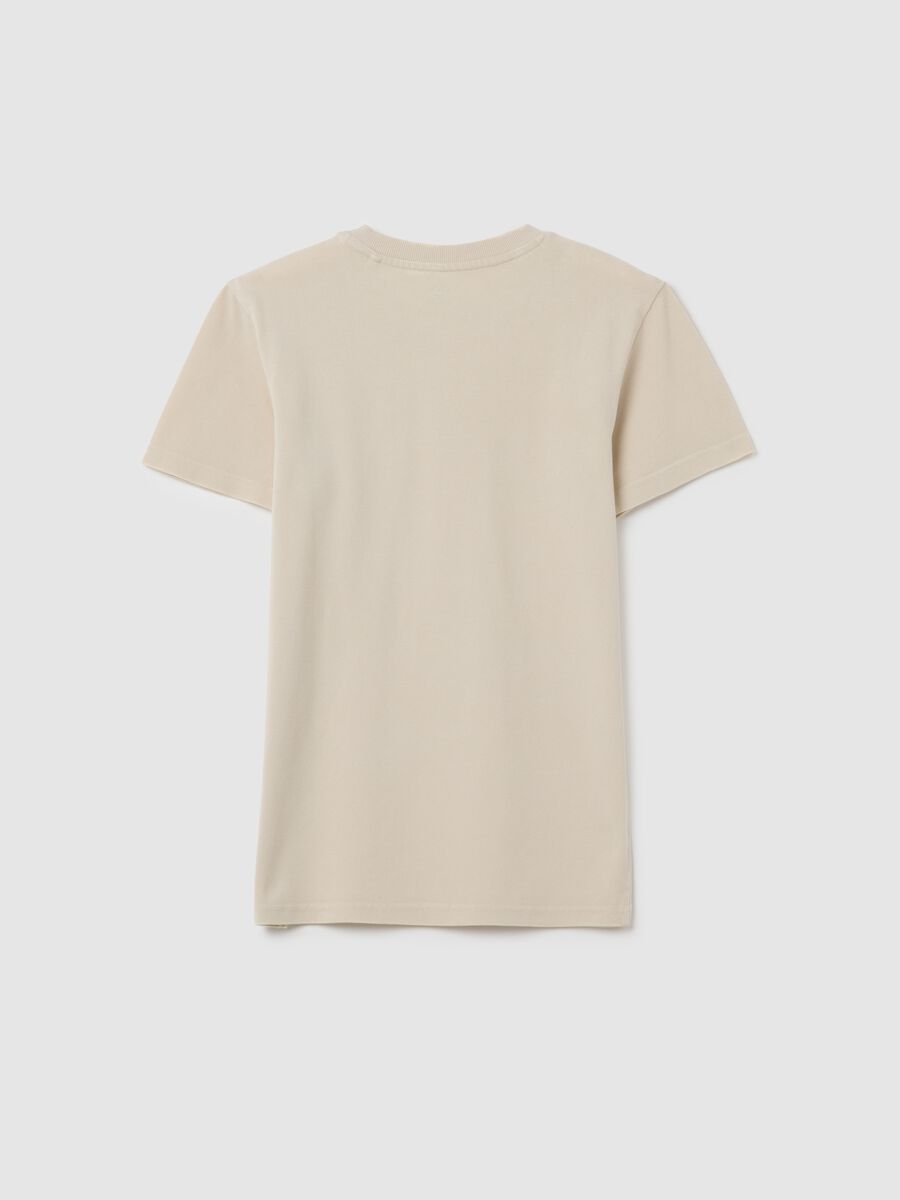 Boys' beige pure cotton T-shirt regular fit_4