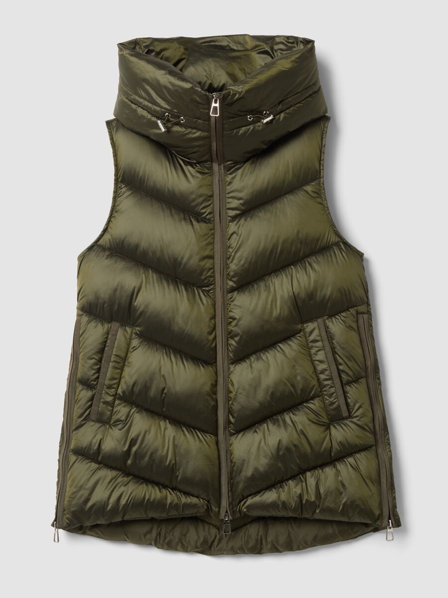 Gilet imbottito verde militare regular fit con cappuccio_0