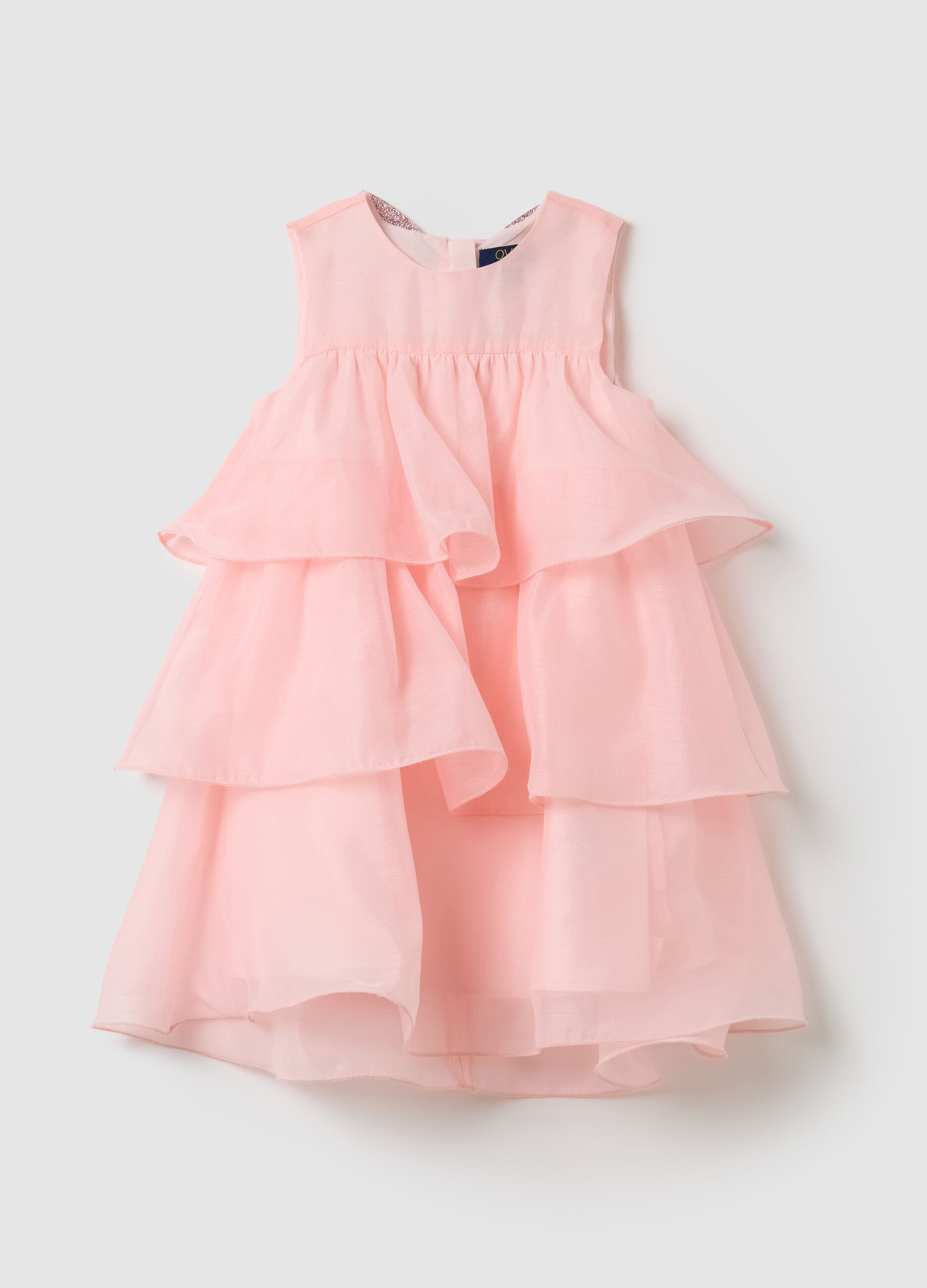 Sleeveless Pink Organza Dress for Girls