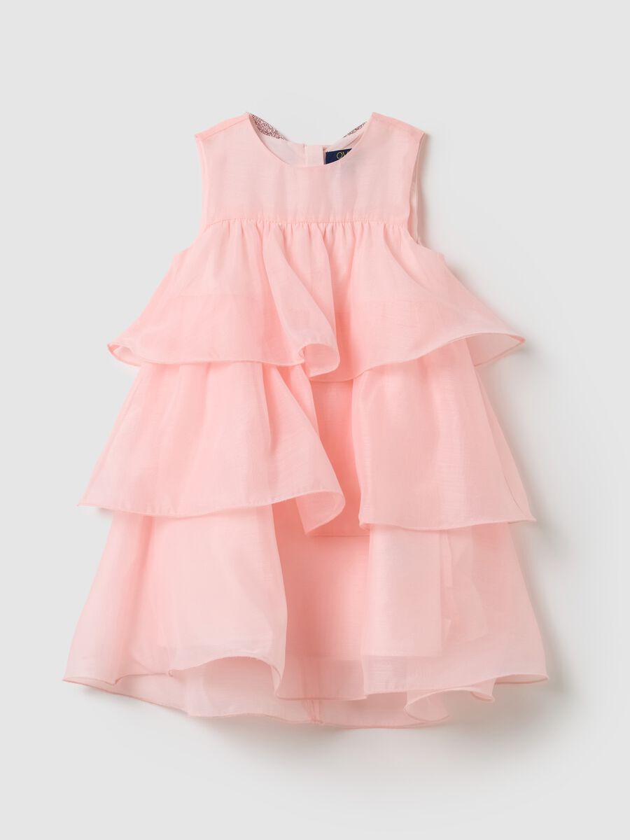 Sleeveless Pink Organza Dress for Girls_0