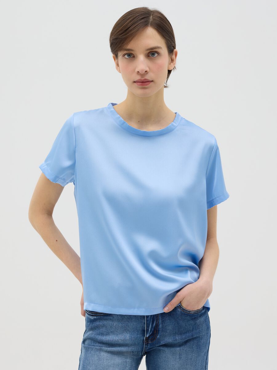 Light blue satin T-shirt_0