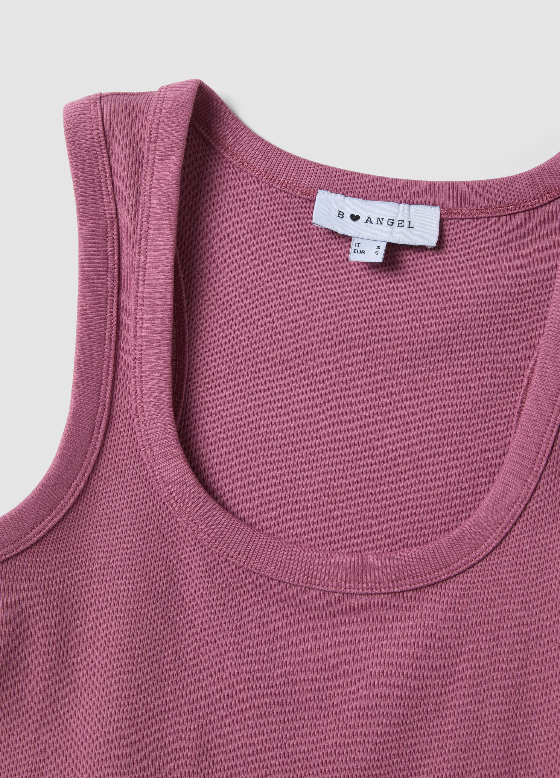 Tank top rosa in cotone elasticizzato fitted