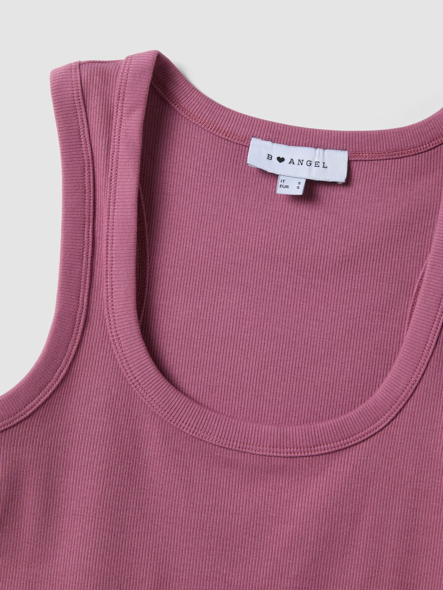 Tank top rosa in cotone elasticizzato fitted_5