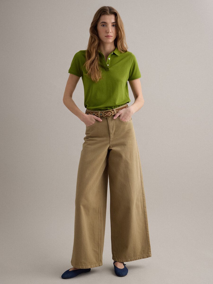 Polo verde a maniche corte in puro cotone regular fit_2